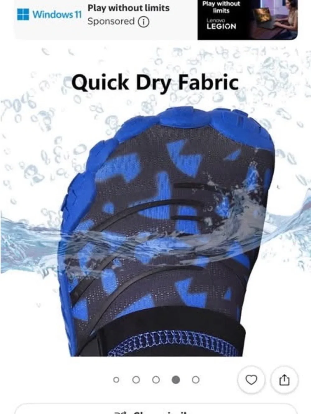 Blue and Black Kids Water Shoes with Hook-and-Loop Closure